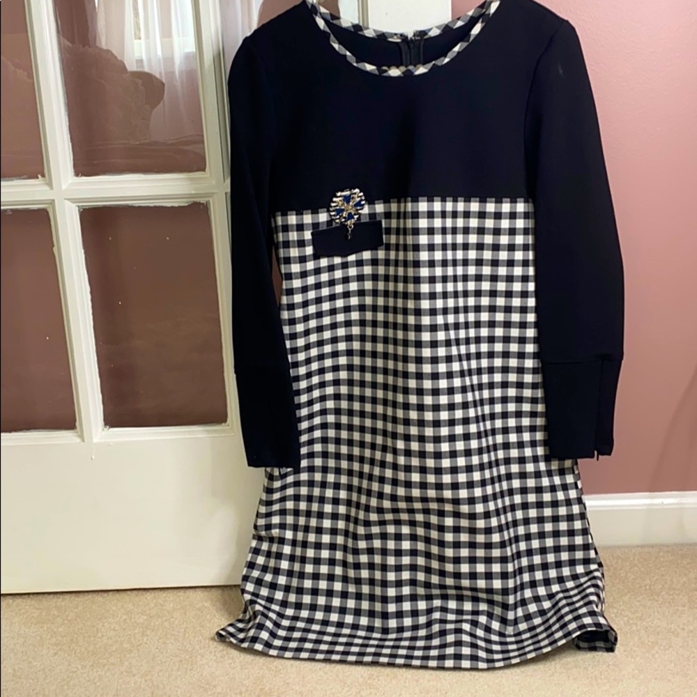 Checkered Dress with Removable Brooch
